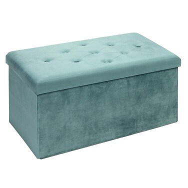 BRIAN &amp; DANY Folding Storage Ottoman Bench, Velvet Ottoman with Storage for Living Room, Long Shoes Bench, Flannelette Footrest Benches Seat 30"x15"x15" (Teal)