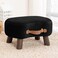 LUE BONA Small Curved Foot Stool with Handle, Black Velvet Footstool and Ottomans, Modern Foot Rest with Wooden Legs, Step Stool with Padded Seat for Couch, Living Room&hellip;