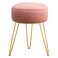 LUE BONA Vanity Stool, Pink Vanity Stools for Makeup Room, Round Ottoman Foot Stool, Velvet Footrest Vanity Chair for Bathroom Vanity, Bedroom, Living Room, Entryway, Offices