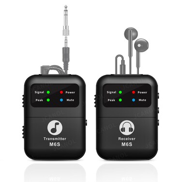 JCANOL Wireless in Ear Monitor System, 2.4G Stereo Wireless IEM System with Beltpack Transmitter Receiver Auto-Pairing, 164ft for Studio, Band, Live Performance