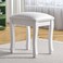 Organizedlife Square Vanity Stool Chair, High Elastic Cotton Makeup Bench, Modern Padded Piano Stool Seat for Makeup Room, Bathroom, Living Room, Ottoman, White (Curved Leg, White)