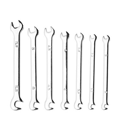 Larcele 7 Pcs Mini Double Open End Wrench Metric 3mm-5.5mm Small Spanner Set MNBS-07