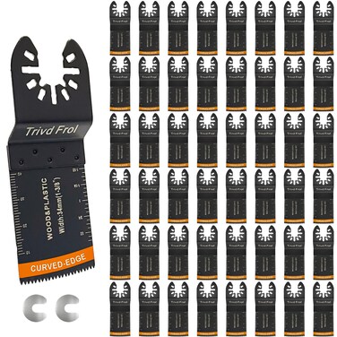 Trivd Frol 50Pcs Curved-Edge Oscillating Tool Blades Professional Universal Oscillating Saw Blades Wood Multitool Blades Compatible with Dewalt, Milwaukee, Ryobi, Rockwell, Bosch