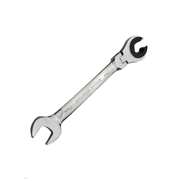 SagaSave Ratcheting Wrench Open Flex-Head Open End Double Opening Ratchet Combination Wrench Hand Tool Flare Nut Wrench Silver 10mm