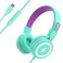 Bywulanda Kids Headphones with LED Lights for School, Upgrade USB Type C Kid Headphone with Microphone, Volume Limiter 85/94dB, Wired On Ear Headphones for Boys/Girls/Tablet/Travel -Green
