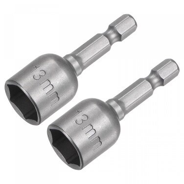 uxcell Quick-Change Nut Driver Bit, 1/4" Hex Shank 13mm Magnetic Nut Setter Drill Bits, 1.89" Length, Metric 2 Pcs