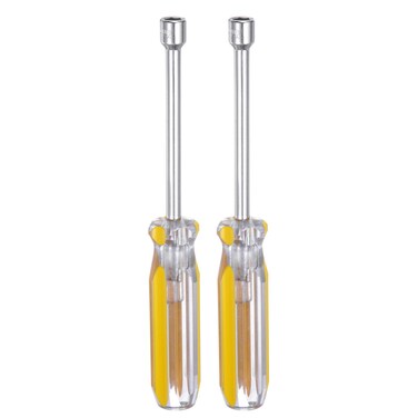 HARFINGTON 2pcs Metric Nut Driver 7mm CR-V Non-Magnetic Tip Solid Shafts Hex Socket Screwdriver with Anti-Slip Handle for Automobile Repair