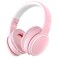 RORSOU B10 Wireless Over-Ear Headphones, Lightweight Folding Stereo Bass Bluetooth Headset with Mic, 50H Playtime, Volume Control, Bluetooth 5.3 Headphones for iPad/Travel/Tablet/PC (Pink)
