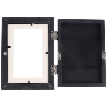 HOMSFOU Kids Artwork Frames Changeable 7x5 Inch Wood Art Frames Front Opening for Childrens Drawing Display Home Office Wall Black