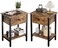 Night Stand Set of 2, Bedside Table with Drawers, Modern End Side Table with Storage Shelves, Versatile Nightstands for Bedroom Living Room Sofa Couch, Wood Metal Bedroom Furniture, Rustic Brown