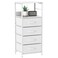 NOVIMANGO White Nightstand with Drawers, Tall Bedside Table End Table with 4 Fabric Drawers 4 Tier Tall Night Stand for Bedroom Side Table with Storage for Living Room Dorm Office, Wood Top