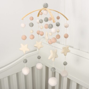 Baby Mobile for Crib - Crib Mobile for Girls, Boys - Mobile for Bassinet, Pack N Play - Boho Crib Mobile - Felt Ball Mobile - Gender Neutral Baby Mobile - Boho Nursery Decor