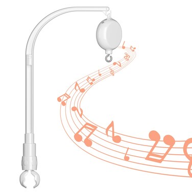 FEISIKE Baby Crib Mobile Arm with Music Box Spin Motor,23 Inch,Volume Control,3 Modes(Turn &amp; Music,Turn Only, Music Only),Nursery Decor Hanger,Holder for DIY Clamp Mobile,35 Lullabies,30 Min Auto-Off