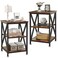 End Tables Living Room Set of 2 Farmhouse, Side Table with Storage Shelf, 16" W x 12" D x 24" H, 3 Tier Side Table Set of 2, X-Shaped Night Stands Set of 2 for Bedrooms, Coffee Table Set of 2