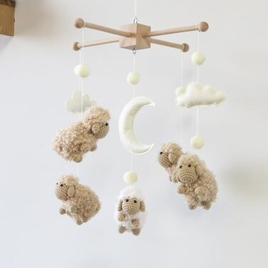 Sheep Mobile for Crib Baby Mobile Sheep Crib Mobile Nursery D&eacute;Cor White