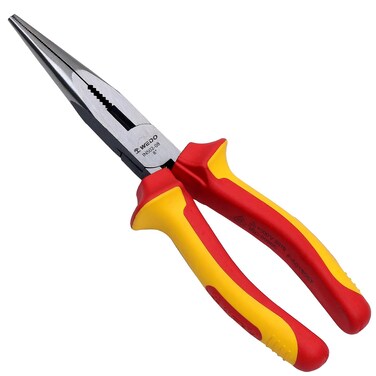 WEDO Insulated Snipe Nose Pliers 6", VDE 1000V Long Needle-Nose Injection Pliers, Head Die-Forged of Chrome Vanadium Steel and Dual Material Anti-Slip Handles, Jaw Hardness HRC58-63