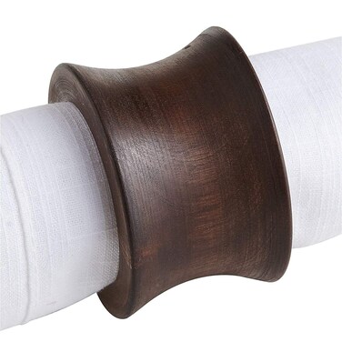 Handmade Concave Wood Napkin Ring Set with 6 Napkin Rings-Artisan Crafted in India (6)