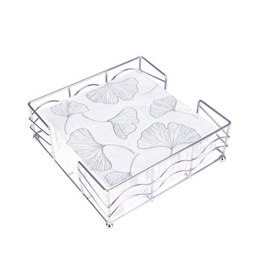 Ebristar Flat Napkin Holder, Elegant Stainless Steel Metal Napkin Holder for Kitchen &amp; Dinner Table, Modern Square Napkin Holders for Paper Napkins with Large Capacity - Silver