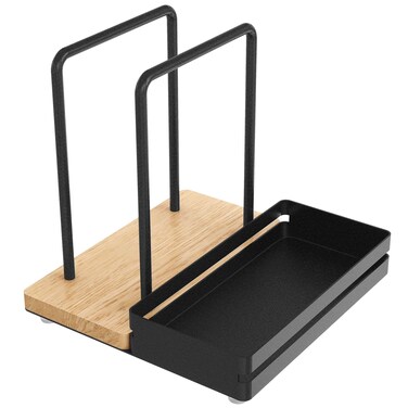 Napkin Holder, Wood Metal Napkin Holder for Table with Salt and Pepper Shakers Caddy, Standing Paper Napkin Dispenser for Kitchen Dining Countertop Decor, Wood &amp; Metal Base, Black