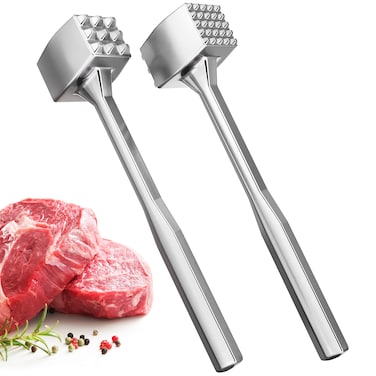 Meat Tenderizer 1 pcs Aluminium Mallet Dual-Sided - Tenderizer Tool Kitchen Pounder - Home Hammer for Tenderizing Ice Steak Stainless Veal &amp; Chicken Safe Beater 1309479