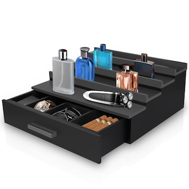 Simplestyle Large Wooden 5 Tier Men's Perfume Storage Box Dresser With Hidden Storage &amp; Drawers Tray Rack Display Stand Men's Gifts Father's Day Gift Boyfriend Gift Perfume Display Stand