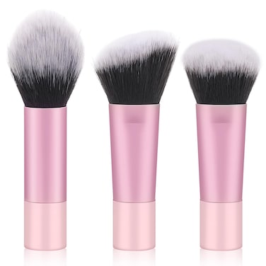 Yrarbil Foundation Contour Powder Brush Set, 3PCS Premium Travel Kabuki Makeup Brush for Blending Setting Buffing with Liquid, Powder and Cream