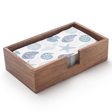 Guest Towel Napkin Holder, Wood Napkin Holder for Table, Flat Napkin Holder, Disposable Hand Towel Tray, Wooden Napkin Basket Tray for Kitchen Bathroom (9.5 x 5.5 x 2.5 inch)