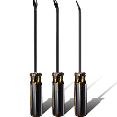Mudder 3 Packs Tack Lifter 3 mm U Tip Nail Staple Rivet Tack Puller Screwdriver Upholstery Staple Remover Tool for Furniture (Yellow, Black)
