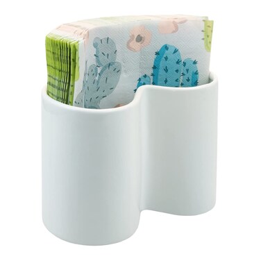 Sizikato Pure White Porcelain Tabletop Napkin Holder for Kitchen Restaurant Home Decor, Large - 6.5 Inches
