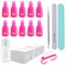 Ponjowl Gel Nail Polish Remover Kit with 10pcs Pink Nail Polish Remover Clips Cap, Dispenser Bottle,Gel Polish Cuticle Pusher, 400 PCS Cotton Pads, Handle Brushes, Nail File, Buffer Block.