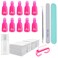 Ponjowl Gel Nail Polish Remover Kit with 10pcs Pink Nail Polish Remover Clips Cap, Dispenser Bottle,Gel Polish Cuticle Pusher, 400 PCS Cotton Pads, Handle Brushes, Nail File, Buffer Block.