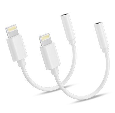 (Apple MFi Certified) 2 Pack Lightning to 3.5 mm Headphone Jack Adapter for iPhone,iPhone Headphone Adapter Converter Dongle Audio Cable Compatible with iPhone 14 13 12 11 X XS 8 7 Support All iOS