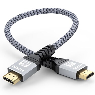 UVOOI 10K 8K Short HDMI Cable 1 Foot, HDMI Cable 1FT HDMI 2.1 Cord 8K@60Hz Ultra High Speed HDMI to HDMI 48Gbps (4K@120Hz, 2K@144Hz, eARC, HDR, 3D) for Laptop, Monitor, Switch, TV, PS5/PS4, Xbox