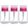 Pack of 3 Nail Polish Remover Pump Empty Dispenser Bottle for Alcohol, Nail Polish and Makeup Remover, 150ml(5.10z), Hotpink Top Cap