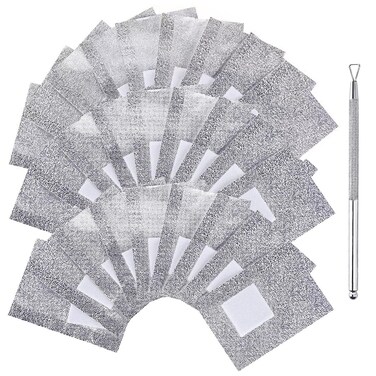 Nail Polish Gel Remover, 200Pcs Nail Soak Off Gel Nail Polish Remover Foil Wraps Pre-attached Lint-Free Cotton Pads with Cuticle Scraper for Removing Nail Polish at Home