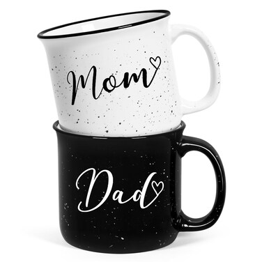 YHRJWN Mom and Dad Gifts, Gifts for Mom Dad from Daughter Son, Mom and Dad Mugs Set of 2, New Parents Gifts for Couples, Mothers Day Fathers Day Christmas Gifts for Mom and Dad, 15 Oz