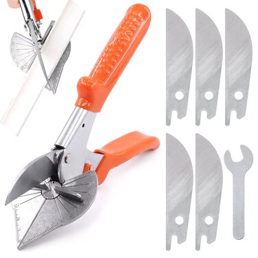 Glarks Angle Miter Shear Cutter Tools, 45 Degree to 120 Degree Angle Scissors Trim Shears Hand Tools with Spare Blade and a Screwdriver for Cutting Trunking, Soft Wood, Plastic, PVC