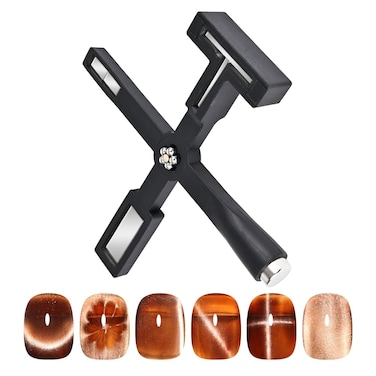 UNOOSO 5 In 1 Nail Magnet Tool,Multi-Function Cat Eye Magnetic Stick, Magnetic Stick For Cat Eye Gel Nail Polish With Silicone Protective Case,For Cat Eye Nail Design (Black)