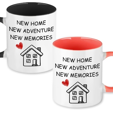 CLVJQ House Warming Gifts New Home - New Home Gift Ideas - Closing Gifts for Home Buyers - New Home New Adventure Coffee Mug Set 11.8oz - First House Must Haves for Women Men - Housewarming Presents