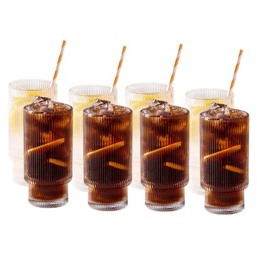 SUNNOW 11 Ounce Stackable Glass Cup,Iced Tea Glasses for Water, Beverage,Juice, Wine,Beer and Cocktail,8 Pack