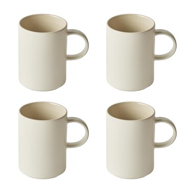 Odense Ceramic Mugs Set of 4 - Coffee Mug - Modern &amp; Minimal Design, Wide Mouth &amp; Stackable, Hot Drinks - Microwave &amp; Dishwasher Safe - 11.8oz (Vanilla Cream)