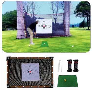 Golf Practice Net, Golf Hitting Nets, Heavy Duty Outdoor Indoor Sports Barrier Netting, Durable and Strong Polyethylene Netting with Rope and Target Cloth