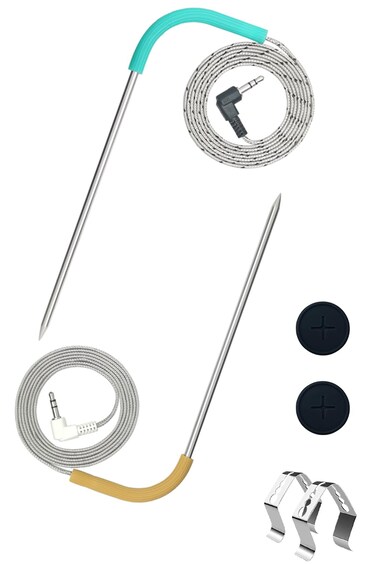 Replacement Meat Probe for Traeger Grills. Premium 3.5mm Plug with Traeger Meat Probe, 2pc Meat Probes and 2pc Stainless Steel Grill Clips.