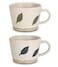 LINVIA Leaf Mug, 11 oz Ceramic Coffee Cup for Tea Latte Cappuccino, Cute Unique Stoneware Teacup with Handle (Set of 2, Blue and Green)