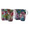 DUSVALLY Set of 2 Ceramic Travel Mug with Handle and Splash-Resistant Slider Lid, Suitable for Coffee and Tea, Microwave &amp; Dishwasher Safe, Pink+Green Flower Mug