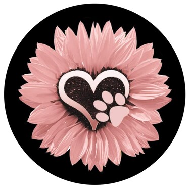 Mouse Pad, Non-Slip Rubber Base Mousepad with Stitched Edge, Gaming Round Mouse Pads, 7.87 x 7.87 Inch (Dog Paw Print and Pink Sunflowers)