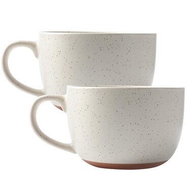 BYCNZB 38oz ceramic large Soup mugs with Hanlde for Coffee,Cereal,Salad,Noodles,Tea,Soup Bowls Cups,Microwave &amp;Dishwasher Safe Set of 2 (Cream)
