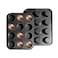 YUNYDSM Muffin Pan, Cupcake Pan, Set of 2, 12-Cup Muffin Tin, Non-Stick Bakeware, Easy to Release and Clean, Baking Molds, Muffin Tray, Molds for Homemade Cupcakes &amp; Muffins (Black)