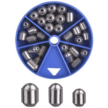 Iron Fishing Egg Sinker Weights 30pcs Fishing Sinkers and Weights Assortment Drop Bass Casting Sinker Weights with Fishing Tackle Box Kit for Saltwater Freshwater