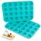 CAKETIME Mini Muffin Pan 24 Mini Cupcake Pans Silicone Molds Food Grade Mini Muffin Pan, Pinch Test Approved, Pack of 2